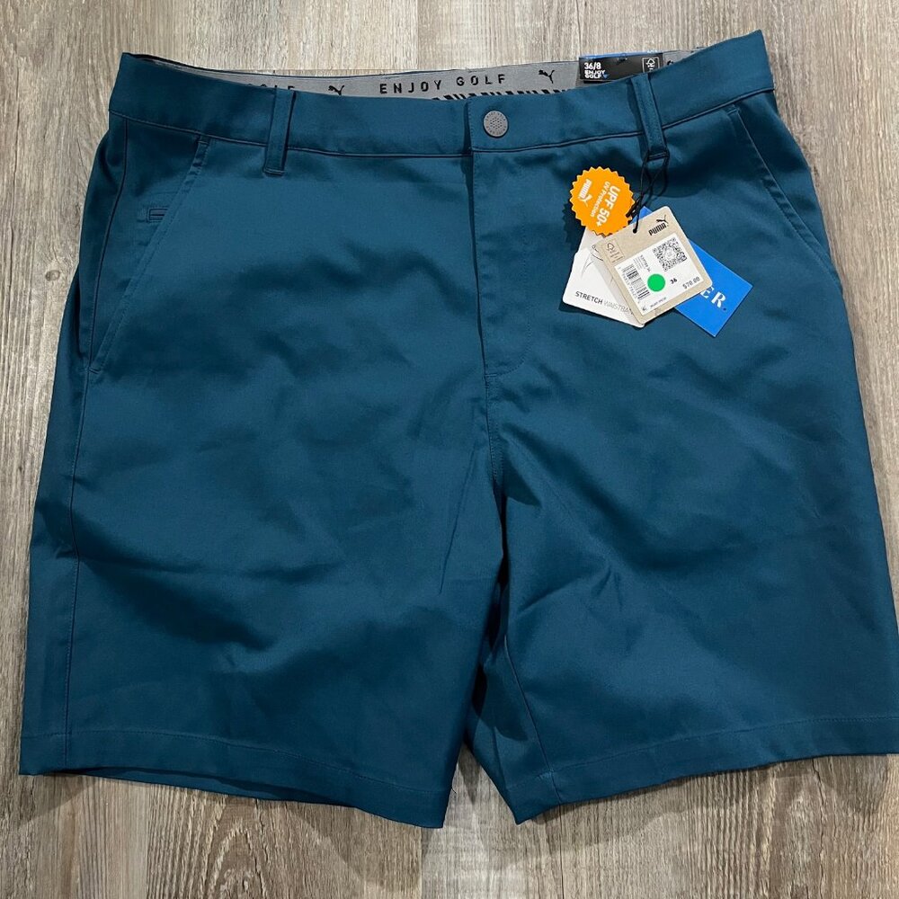 Puma Men's Dealer 8" Golf Shorts Ocean Tropic Blue Size 36